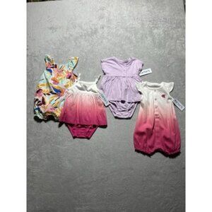 NWT Lot of 4 Carter's 12 Month Girl's Summer Clothing Outfits Rompers
